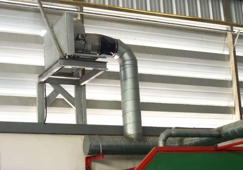 Exhaust Hood With Spiral Ducting For Ventilation In Workshop